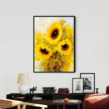 Nordic Floare de Aur Pictura de Perete de Arta Canvas Floarea soarelui Imagine Living Panza Poster de Imprimare pentru Dormitor Arta Print