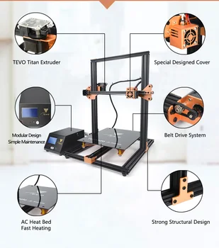 Tornado Impresora 3D 3D Printer Kit AC Heatbed 300*300*400mm Mari de Imprimare de Extrudare Aluminiu cu Titan Extruder