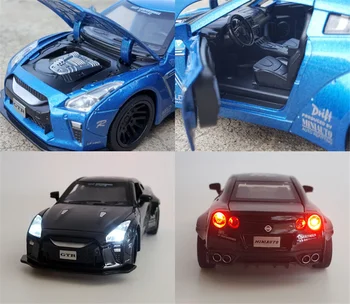 1:32 Nissan Gtr Cursa Aliaj Model de Masina Diecasts Acusto-optic Deschizător de Uși de Vehicule, Mașini de Jucărie Copil Jucării Pentru Copii Cadouri pentru un Băiat Jucărie