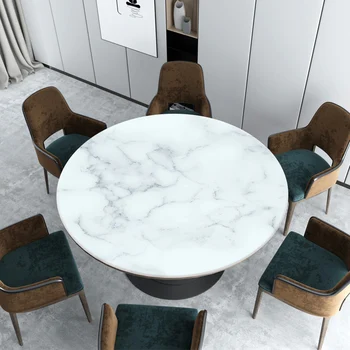 Nordic marmură albă Rotund fata de masa din pvc moale de sticlă rezistent la apa ulei-dovada tabelul mat petrecere de nunta de decorare a personaliza fata de masa