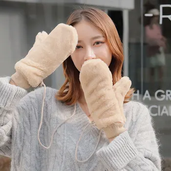 Femei de Moda de Iarnă Caldă de Lână Mănuși de Culoare Solidă Mănușă de box cu Șir de Iarna Consumabile Mână mai Calde Culoare Solidă