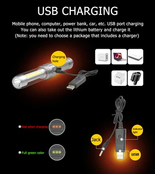 USB Reîncărcabilă Lanterna LED-uri XPE + COB Lampă cu 3 Moduri Impermeabil Baton cu Magnet Lampa de Reparații Auto Lampă de Lucru Lanterna Felinar