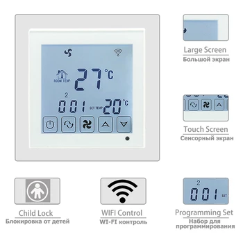 Beok TDS23WIFI-AC Smart Aer Conditionat Central Controler de Temperatura cu 2 țevi ventiloconvectoare cu Termostat pentru Aerul Condiționat