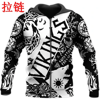2020 Moda Mens hoodies Viking Tatuaj 3D Printed Hanorac Harajuku Streetwear Pulover Unisex Casual Jacheta de Trening DW0143