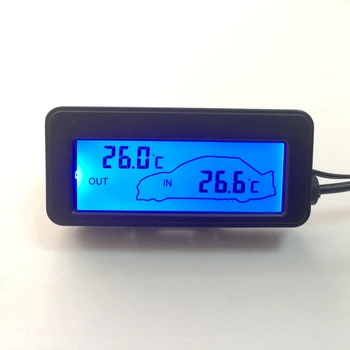 Negru Car Digital Termometru LCD Mini Masina de 12V DC Interior Exterior Albastru cu iluminare din spate de 1,5 M de Vehicule Temperatura de Metri de Cablu Senzor