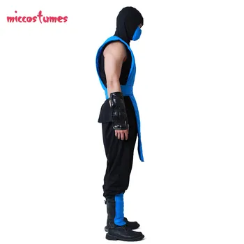 Shotokan Ninja Fighter Albastru Halloween Cosplay Costum Mortal Kombat Complet Cosplay Set pentru Barbati