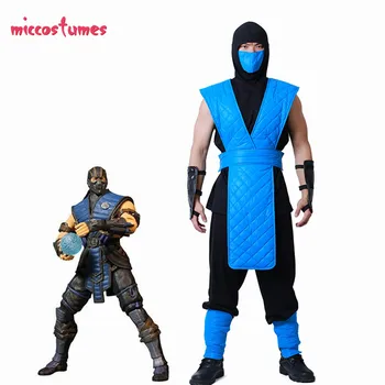 Shotokan Ninja Fighter Albastru Halloween Cosplay Costum Mortal Kombat Complet Cosplay Set pentru Barbati