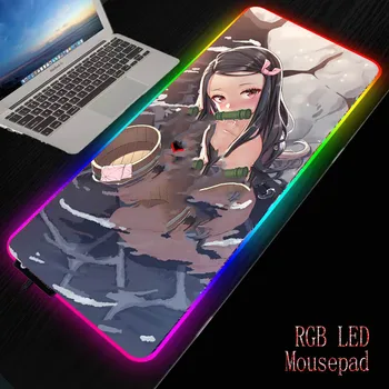 Mairuige Demon Slayer Kimetsu Nu Yaiba Anime Sexy Mouse Pad Gaming Mare Mousepad RGB Luminos USB LED Backlight Keyboard Mat