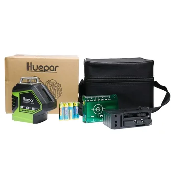 Huepar Verde Fascicul Laser de Nivel cu Plumb 2 Puncte de Auto-Nivelare 360 3D Rotativ Cruce Linie Verticală, Orizontală 5 Linie Instrument de Măsurare