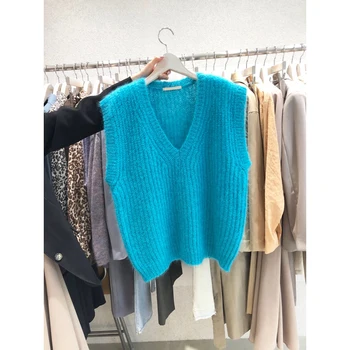 Dongdaemun 2020 toamna 2020 nou solid-culoare pulover V-neck loose knit vesta pentru femei cu versatil tricotaje