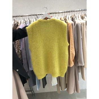 Dongdaemun 2020 toamna 2020 nou solid-culoare pulover V-neck loose knit vesta pentru femei cu versatil tricotaje