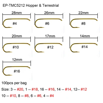 100buc Eupheng EP-TMC5212 Uscat Adult Stoneflies Și Larve de Muște mai Mare de Efemeroptere Duns Zbura de Pescuit, Cârlige de Calitate Culoare Bronz Cârlige