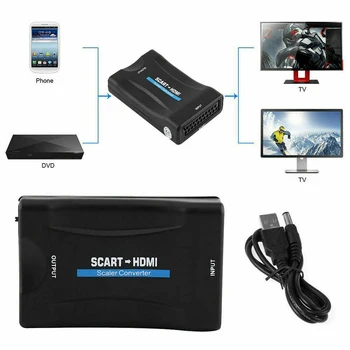 1080P SCART la HDMI Audio-Video de Lux Convertor de Semnal AV Adaptor Receptor HD cu UE/SUA Mufa de Alimentare pentru Smartphone TV HD DVD