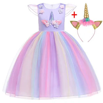 Crăciun Unicorn Rochie de Petrecere Pentru Fete Dress Costum de Carnaval Printesa Rochii Pentru Fete Copii Nunta Rochii de la 3 la 10 Ani