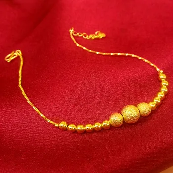Moda Aur de 14K Brățară pentru Femei Bijuterii Scrub Norocos Margele Bratari Aur Galben Lanț de Bijuterii Cadouri pentru Iubita