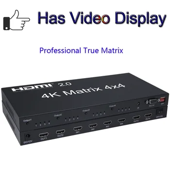 Adevărat HDMI Matrice 4x4 4K 60Hz Comutator Splitter 4 Intrare Ieșire 4 Switcher Video Converter w EDID RS232 Control IR pentru PS4 XBOX HDTV