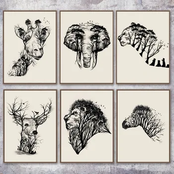 Cerb, Zebra, Leu Arta De Perete Panza Pictura Nordică Postere Si Printuri De Animale Imagini De Perete Pentru Living Scandinav Decor Acasă