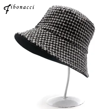 Fibonacci 2018 Noi Găleată Pălării Carouri Plat Bob Palaria Pentru Femei, Barbati Casual Pozitiv Negativ Poate Purta Panama Toamna Iarna Capac