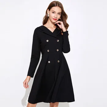 Apperloth negru partid rochie eleganta doamnelor retro formală a se potrivi talie mare toamna și iarna doamnelor rochie slim 2020