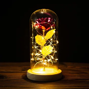 Frumoasa și ia Romantic Lumina Eternă Floare Trandafir Capac de Sticlă LED Acumulator Lampa de Ziua Îndrăgostiților, Ziua Mamei Cadou Decor
