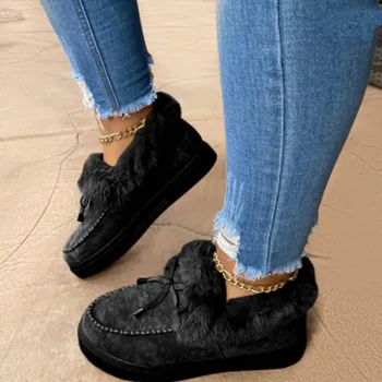 Noi Femeile De Iarnă De Bumbac, Pantofi De Pluș Cald Cizme De Zapada Doamnelor Casual Plat Cizme Scurte Culoare Solidă Cu Blană Femei Feetwear
