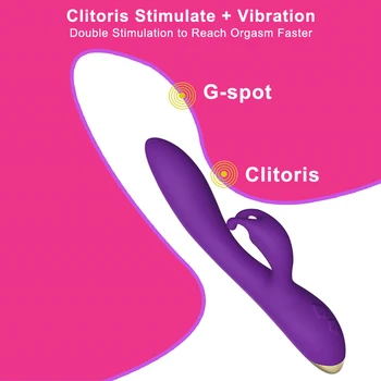 Iepure Vibratoare Jucarii Sexuale pentru Femei Viginal G Spot Limba Lins Pizde Penis artificial Masturbari Fraier Vibrator rezistent la apa Baghetă Magică