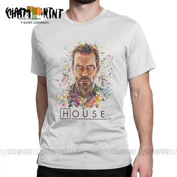 House MD Pastile Amuzant Tricouri Barbati Hugh Laurie Maneci Scurte Topuri Grafice Imprimate Tricou de Bumbac, O-Neck T-Shirt Plus Dimensiune