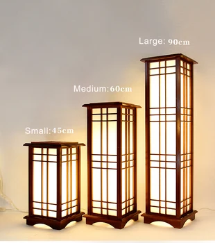 Modern Tatami Japonez Stil de Formă Pătrată din Lemn de Stejar din Lemn Masiv Lampa de Podea cu LED E27 Picioare Lămpi pentru Camera de zi Hol