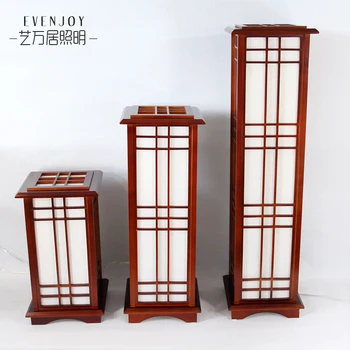Modern Tatami Japonez Stil de Formă Pătrată din Lemn de Stejar din Lemn Masiv Lampa de Podea cu LED E27 Picioare Lămpi pentru Camera de zi Hol
