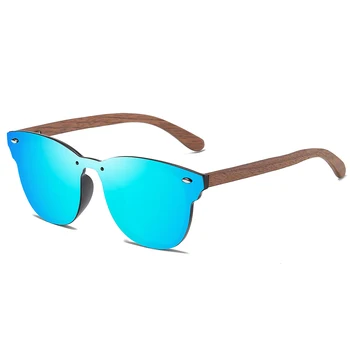 GM Nuc din Lemn Polarizat ochelari de Soare pentru Bărbați Femei Retro fără ramă de Culoare Oglindă Lentile de Ochelari de Soare Manual de Conducere Ochelari