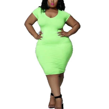 African 4xl Plus Dimensiune Rochii Femei Solide Verde Bodycon Talie Mare de Cauzalitate Moda Uzura de zi cu Zi Vestidos Rochii Midi 2020 Nou Cald