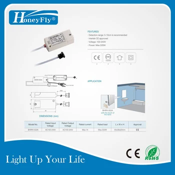 HoneyFly2pcs IR Comutator Senzor 500W 100-240V(Max.100W Pentru Led-uri)Infraroșu Comutatorul de lumini Senzor de Mișcare Auto Inteligent On/off 5-10CM