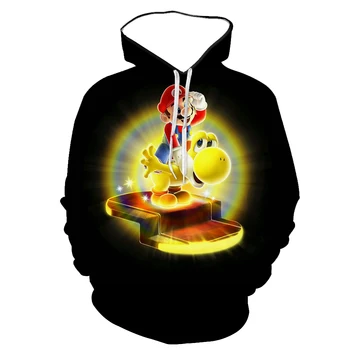 Cute Super Mario 3D de imprimare primăvara și toamna hoodie lungă maneca confortabil rotund gât de sus