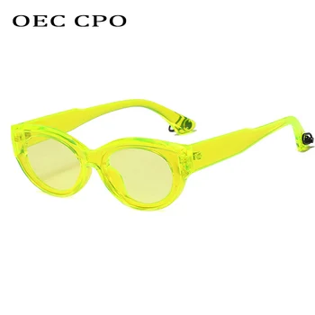 OEC CPO Pisica Epocă ochelari de Soare ochi de Femei de Moda Mic Pătrat Ochelari de Soare Pentru Barbati Retro Punk Feminin de Ochelari de Clar Nuante de Verde