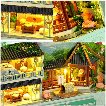 DIY Casa de Lemn Miniaturas cu Mobilier DIY Casa in Miniatura Casa casă de Păpuși Jucarii pentru Copii, Cadouri de Ziua de nastere Cutie de Teatru TH5
