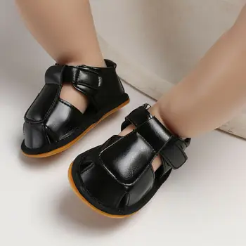 2019 Summer Infant Baby Boy Fata de Sandale Casual, Pantofi Moi din Piele Solide Cârlig Pantofi 0-18M