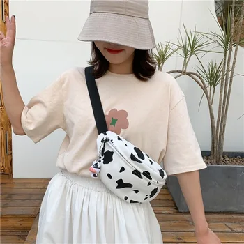 2020 Femei borseta de Talie Sac de Genți de mână de Lux Femei de Vacă Print Designer Crossbody Geanta Casual Panza Saci Piept Bolsa Feminina