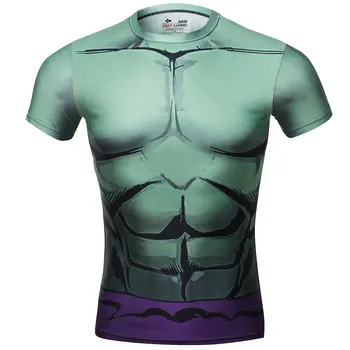 Roșu Plume Barbati Compresie Armura de Fitness Sport Shirt, Avengers Hulk T-shirt