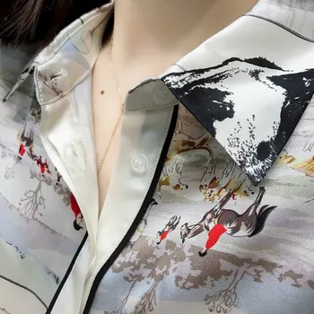 Bluza Șifon Dna Cămașă De Mătase, Cămăși De Mătase, Satin Sus 2020 Primăvară Noua Moda De Imprimare Stil Occidental Femei Haine Blusas