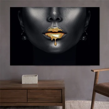 GOODECOR Buze de Aur africa portret panza printuri de arta casa moderna de decorare arta de perete poster room decor panza printuri