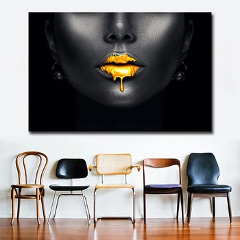 GOODECOR Buze de Aur africa portret panza printuri de arta casa moderna de decorare arta de perete poster room decor panza printuri