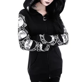 Femei hoodies Epocă Gotică cu Fermoar Hanorac cu Maneca Lunga Plus Dimensiune Stema