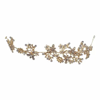 Păr de nunta de Viță de vie din Aur Rose și Fard de obraz Roz, Metal Emailat Coroană de Flori rochie de Mireasă, cu Părul de Aur Bijuterii