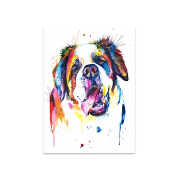 Colorat Animale Câine Panza Pictura Bulldog Francez Labrador St Bernard Poster Abstract, Arta De Perete Panza Printuri Poze Decor De Arta