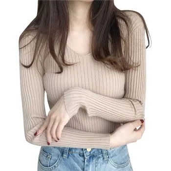 Pulover tricot pentru Femei Toamna iarna Cald Pulover Tricot Moale Jumper Moda coreeană Pulover Slim Femme Elasticitatea Pulover 912