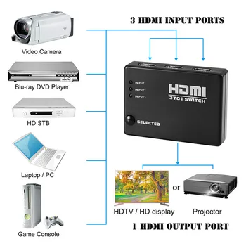 Robotsky 3 Port HDMI 1080P Switcher Video HDMI Switch Comutator Splitter de la Distanță IR Pentru HDTV PS3 DVD