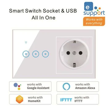 EWeLink WiFi Smart Switch Socket UE Universal de Evacuare 1 2 3 Gasca 90V-240V Atingeți Panoul de Comutatoare Alexa Google Acasa Compatibil