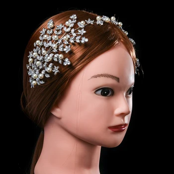 Stil European Elegant, Imitații De Perle Răspândi De Mireasa Diademe Femei Zână Coroane De Cristal Plin Pălării Cz Benzi