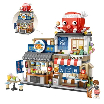 LOZ Blocuri Drăguț Magazin de Stradă Vehicul Cărămizi de Construcție de Lux Mâncare Japoneză Camion de Model de Jucărie Cadouri pentru Copii Jucarii pentru Copii 1218