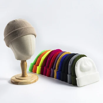 Mosodo Moda Pepene galben a Pielii Pălărie de Iarnă Calde Tricotate Pălărie de Culoare Pură Iubitorii de Hip-Hop Capac de Stradă pentru Bărbați Cald Rece Scurt Pălărie